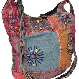 Baumwoll Patchwork Tasche Genäht Handbemalte Unisex Umhängetasche