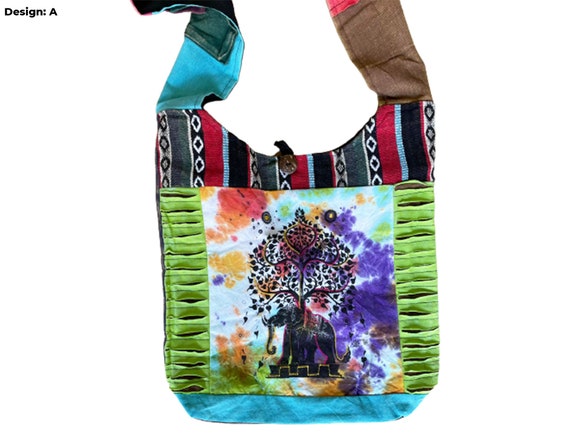 Cotton Hemp Triple Mushroom Pocket Side Bag | Pieces FXBG