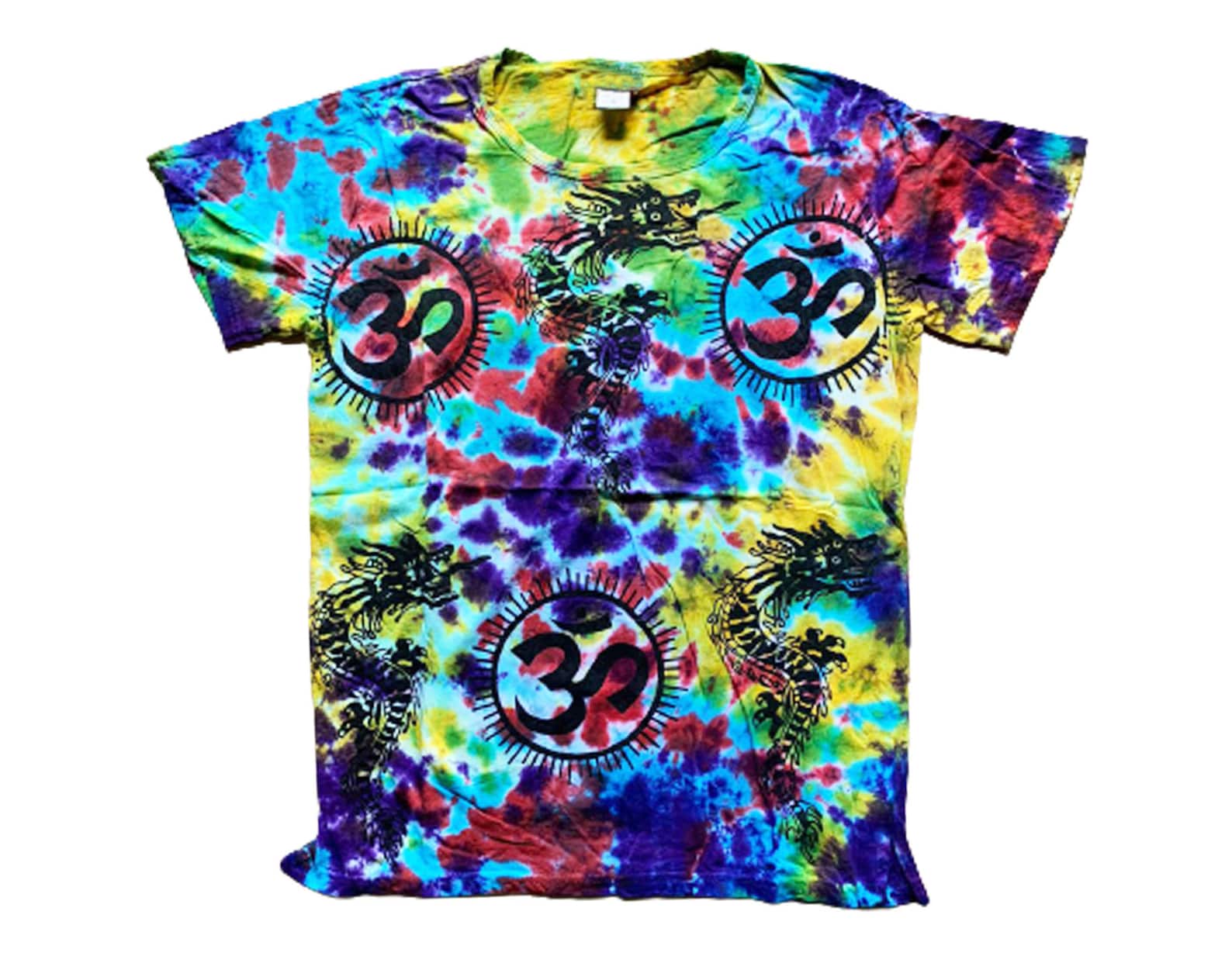 Mens Om Printed T-shirt Cotton Tie Dye Top Festival Hippie - Etsy