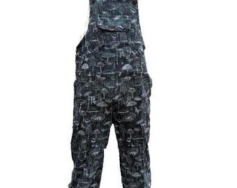 Pilz Print Latzhose | Boho Festival Latzhose | Unisex Handarbeit Nepal | Psychedelische Latzhose | Boho Overall | Baumwoll-Latzhose