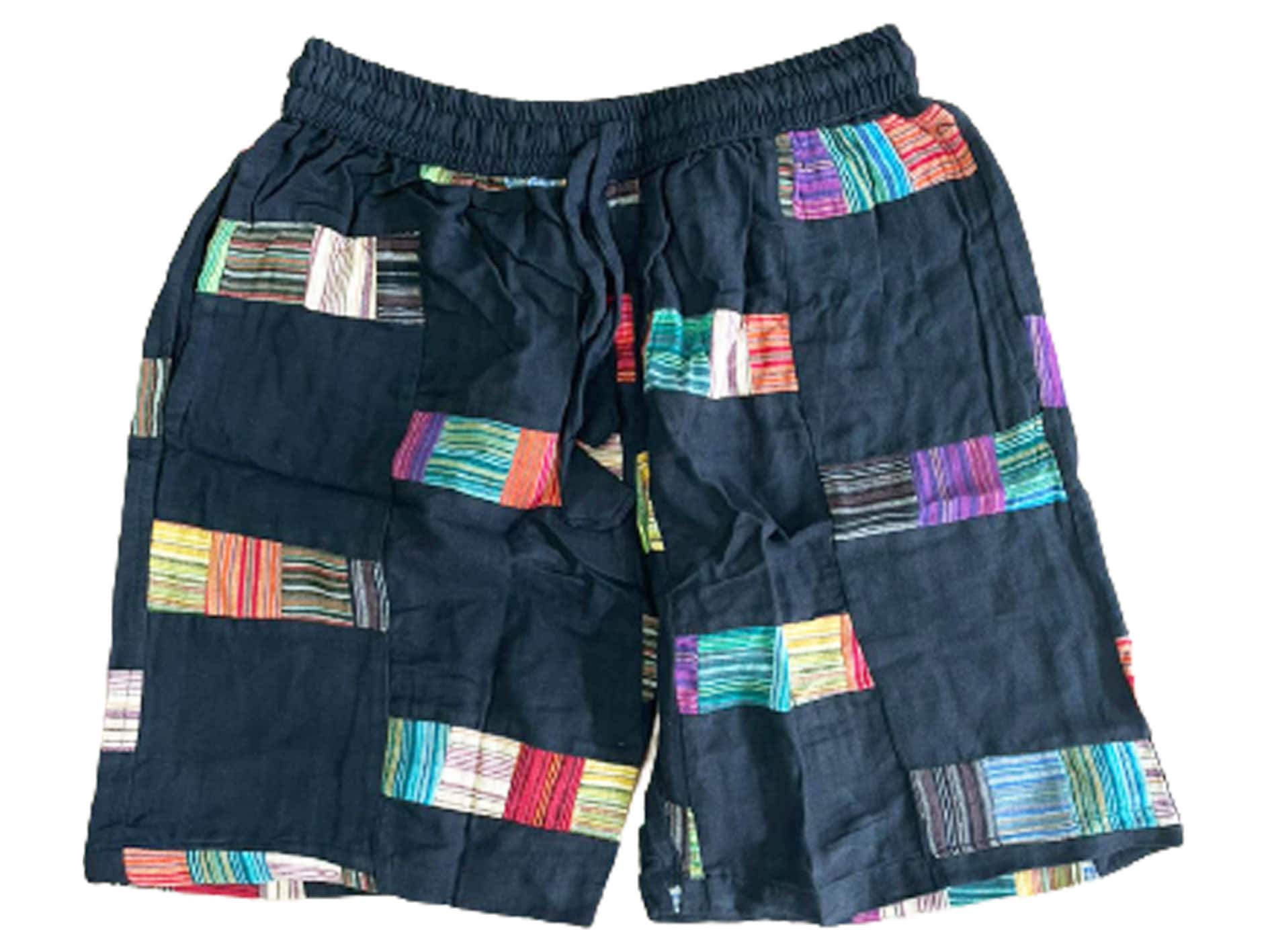 Mens Cotton Patch Shorts Handmade Boho Beach Pants Hippie Etsy