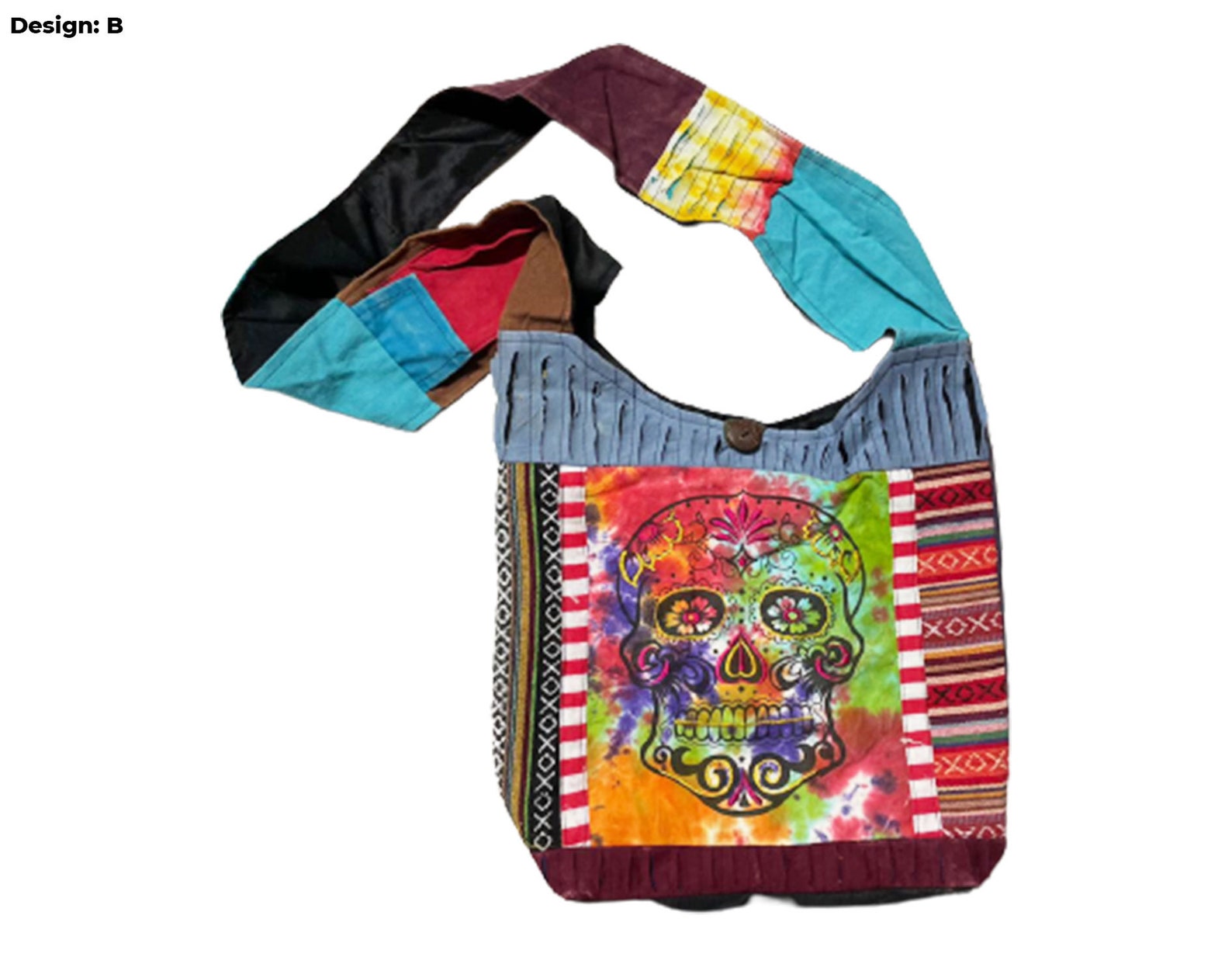 Hippie Crossbody Bag 100 Cotton Tote Handbag Handmade Boho Shoulder