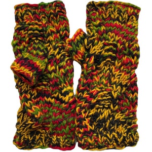 Women’s Woolen Multicoloured Handknit Fleece Lined Warm Mittens Handwarmers