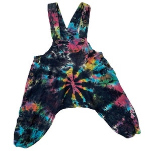 Hippie Wear Kid’s Stonewashed Tie Dye Patchwork Harem Dungaree