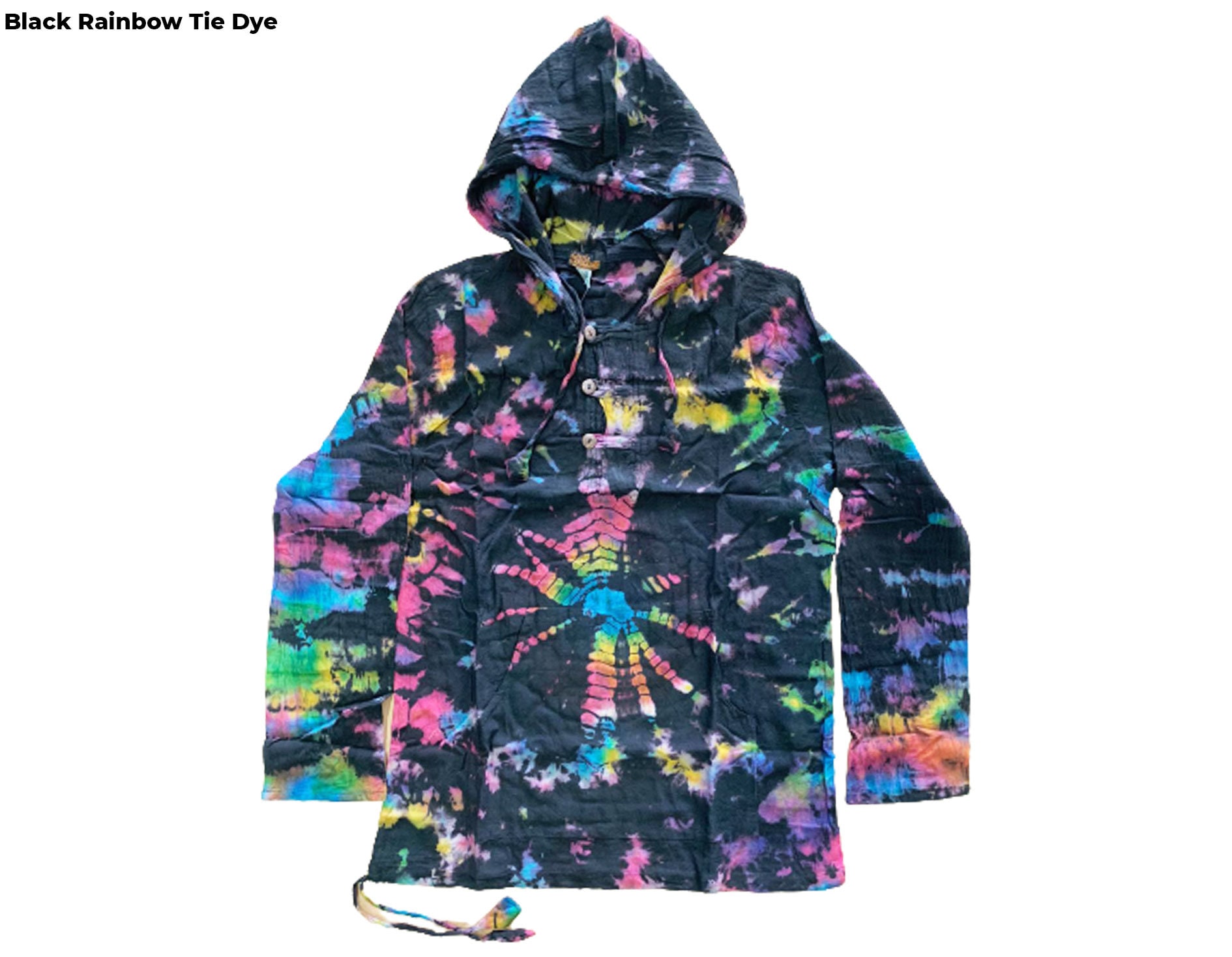 Mens Tie Dye Hoodie Light Cotton Summer Hippie Grandad Tops Psychedelic