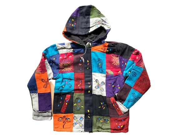Hippie Wear Sun Moon Printed Patchwork Cotton Full Zip