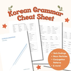 Korean Grammar Cheat Sheet PDF | Study Guide | Language Learning Notes | Beginner to Intermediate
