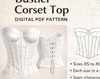 Bustier Sewing Pattern PDF XS–XL | Strapless Corset Pattern | Digital Bustier Pattern with 3-Piece Cups
