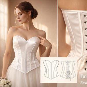 Bridal Corset Sewing Pattern PDF | Sweetheart Strapless Wedding Corset | Bustier Pattern with Seam Allowance | Instant Download A4 US Letter