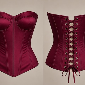 Bustier Sewing Pattern PDF XS-XL | Corset Pattern | Strapless Bustier | Lace-Up & Removable Zipper Back | Letter Size Only