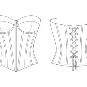 Bustier Sewing Pattern PDF XS–XL | Strapless Corset Pattern | Digital Bustier Pattern with 3-Piece Cups image 3