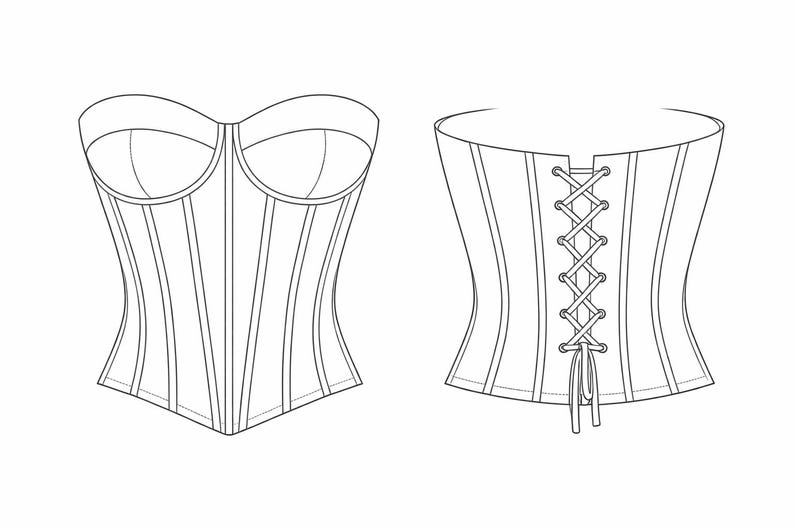 Bustier Sewing Pattern PDF XS–XL | Strapless Corset Pattern | Digital Bustier Pattern with 3-Piece Cups image 3