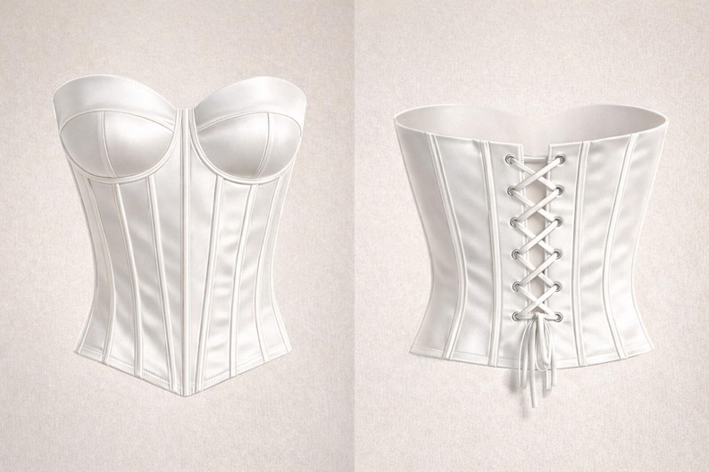 Bustier Sewing Pattern PDF XS–XL | Strapless Corset Pattern | Digital Bustier Pattern with 3-Piece Cups image 2