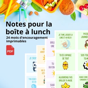 24 notes d'encouragement pour la boîte à lunch à imprimer en PDF - Notes en français imprimables