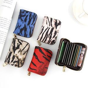 Women Leopard Accordion Organizer Zipper Wallet Cash Coin Purse Card Holder