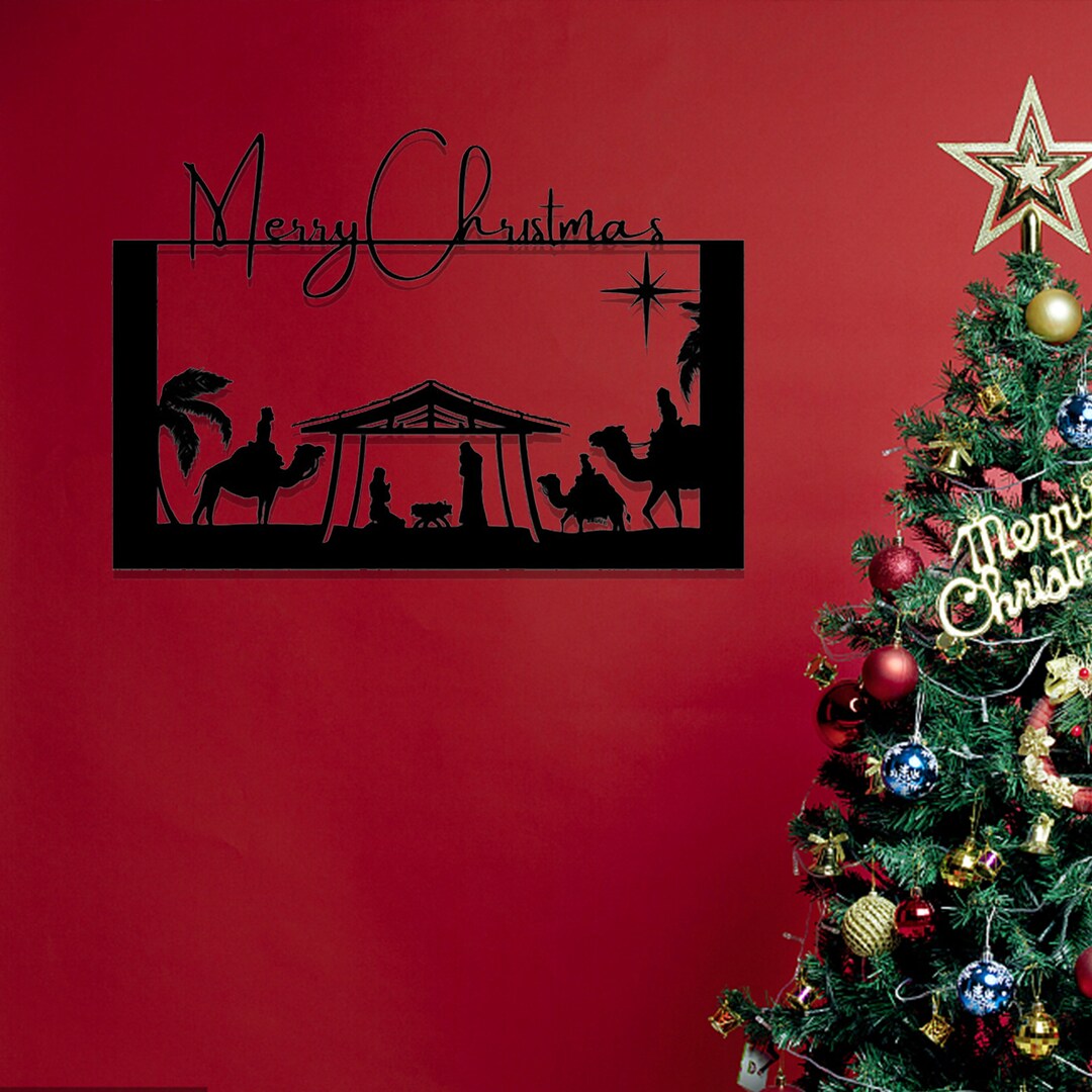 Metal Wall Art Christmas Nativity Manger Scene Sign Etsy