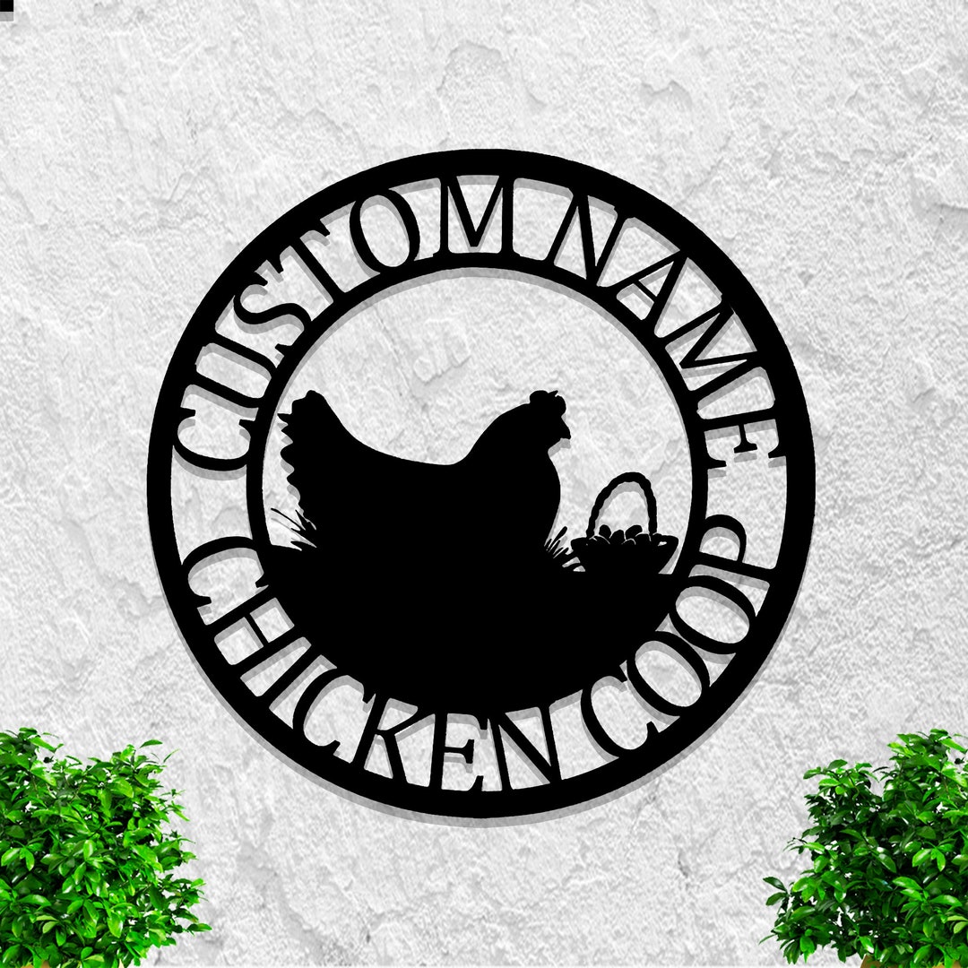 Custom Metal Chicken Coop Signs Wall Art LED Light, Personalized Name Chicken Coop Hen Farm