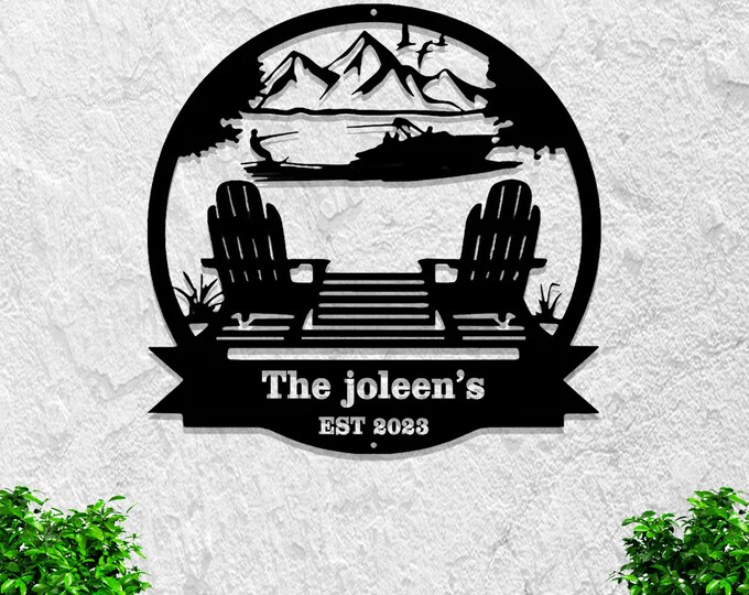 Personalized Lake House Metal Wall Art Custom Name Wake Surfing Boat