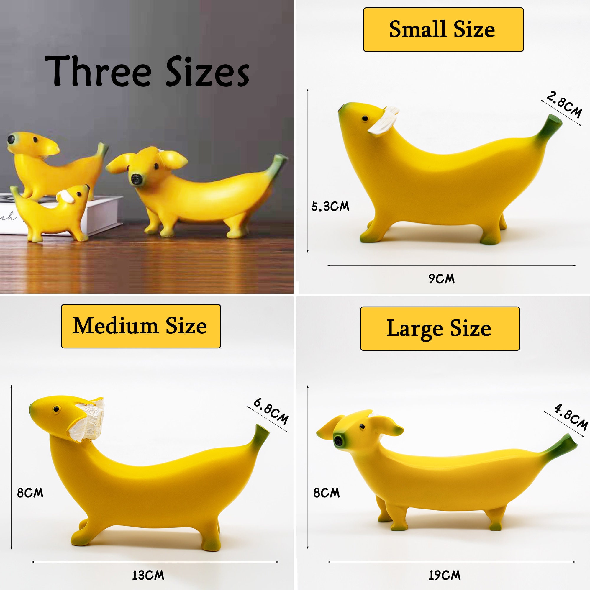Banana Dog Garden Statues Figurines Ornaments Resin Garden Etsy