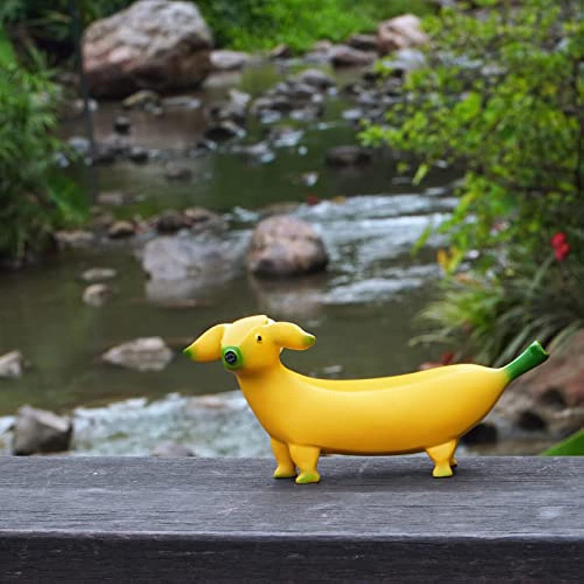 Banana Dog Garden Statues Figurines Ornaments Resin Garden Etsy