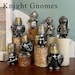 Knight Gnomes Guard Indoor figure Garden Statue Decoration Medieval Wee Crusader Battle Swordsman Fighting Outdoor Statue Lawn Décor Resin 