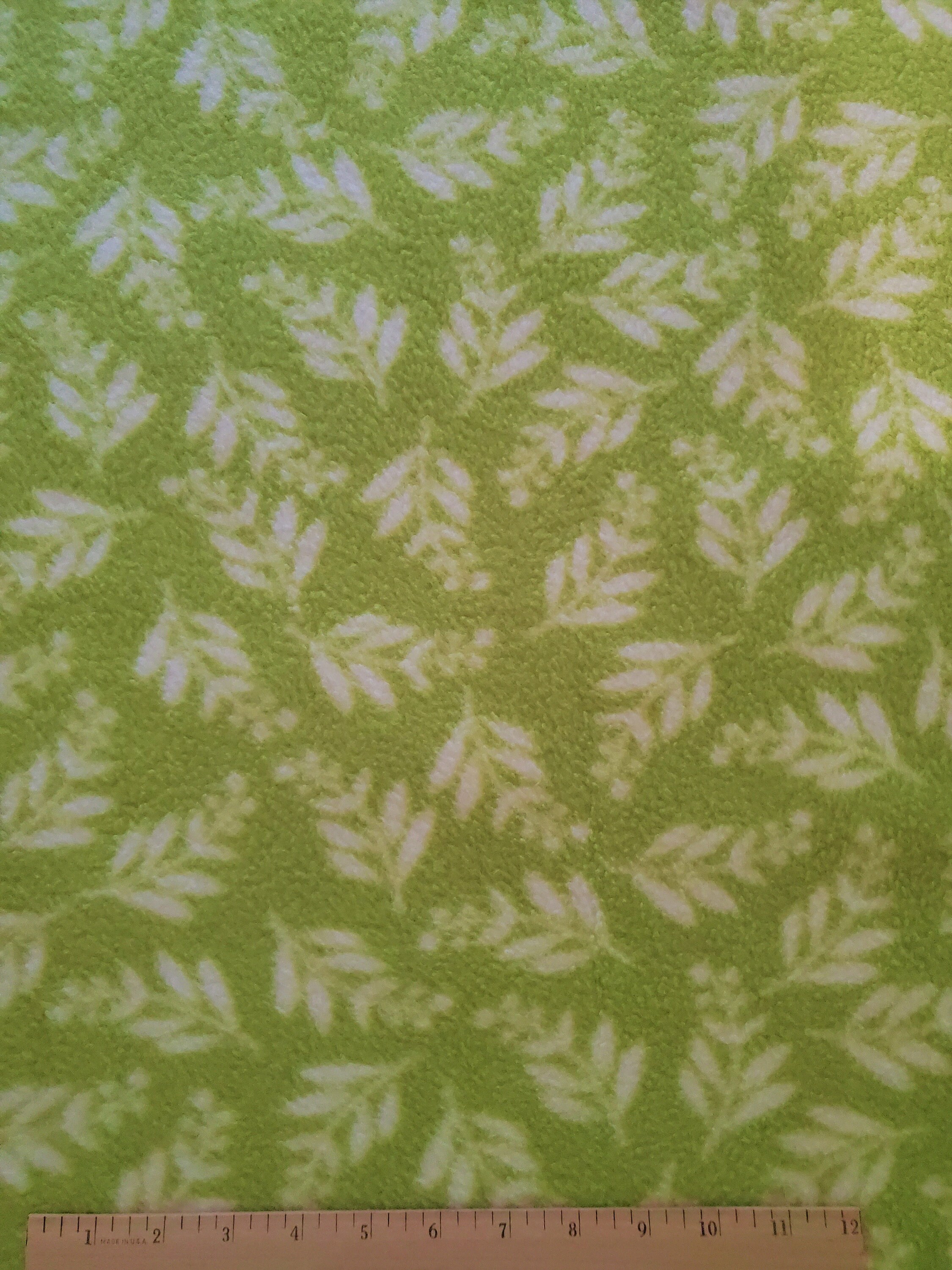 Leaves Fabric AntiPill FLEECE in Lime Green Sold by the Yard Etsy