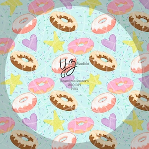 Kawaii Donut Seamless Pattern Digital Paper Cute Dessert Background Pastel Donuts Clipart Sweet Treats Printable Paper Design Breakfast Art