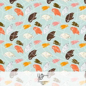 Chat douillet, motif sans couture, téléchargement numérique, sieste, chats, chat mignon, impression de tissu, scrapbooking, papier peint, conception de chat, maman, amoureux des chats