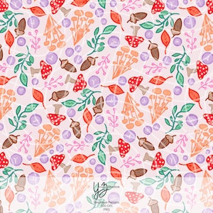 Forest Seamless Pattern: Autumn Woodland Design (PNG Digital Download)
