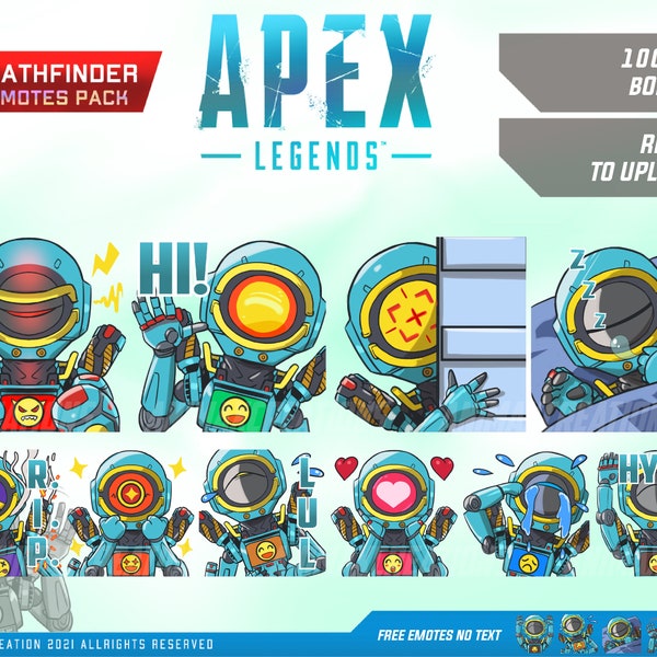 Pathfinder Apex Legends Emotes, Pathfinder Apex Legends Chibi, Apex Legends Emotes - Emotes for Twitch, Discord and Youtube Channel.