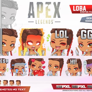 Loba Apex Legends Emotes, Loba Apex Legends Chibi, Apex Legends Emotes - Emotes for Twitch, Discord and Youtube Channel.