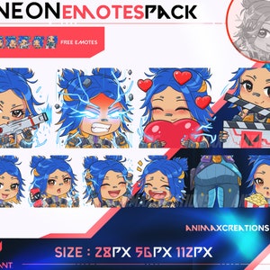 Neon Valorant Emotes, Neon Valorant Chibi, Valorant Emotes - Emotes pour Twitch, Discord et Youtube Channel.