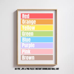 Pastel Colour Poster | Printable ESL Teaching Props, Kids&#39; Wall Art & Homeschool Decor, Colour Activity for Learning, Educational Wall Art
