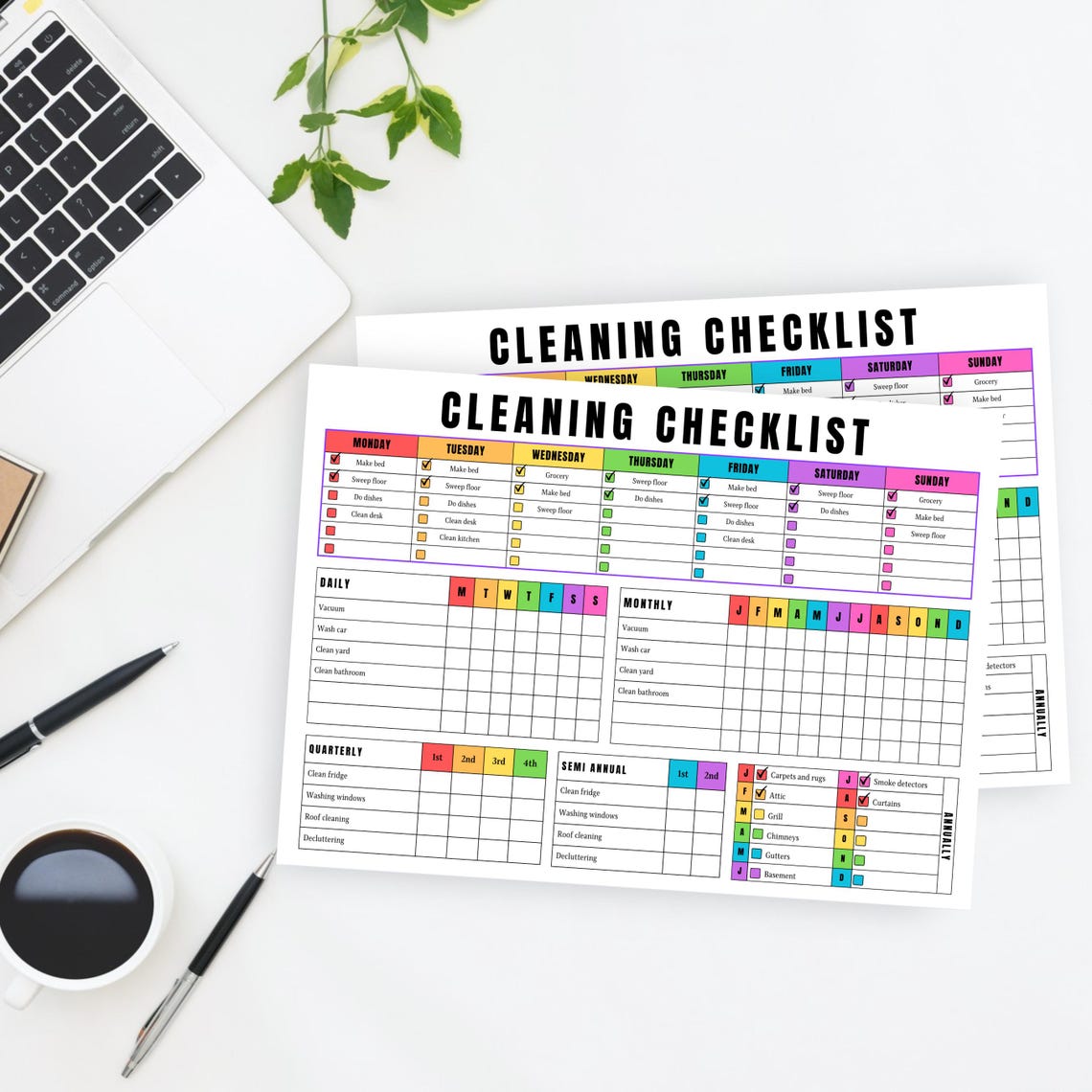 Editable Cleaning Checklist | Printable Weekly, Monthly, Yearly Tidying ...