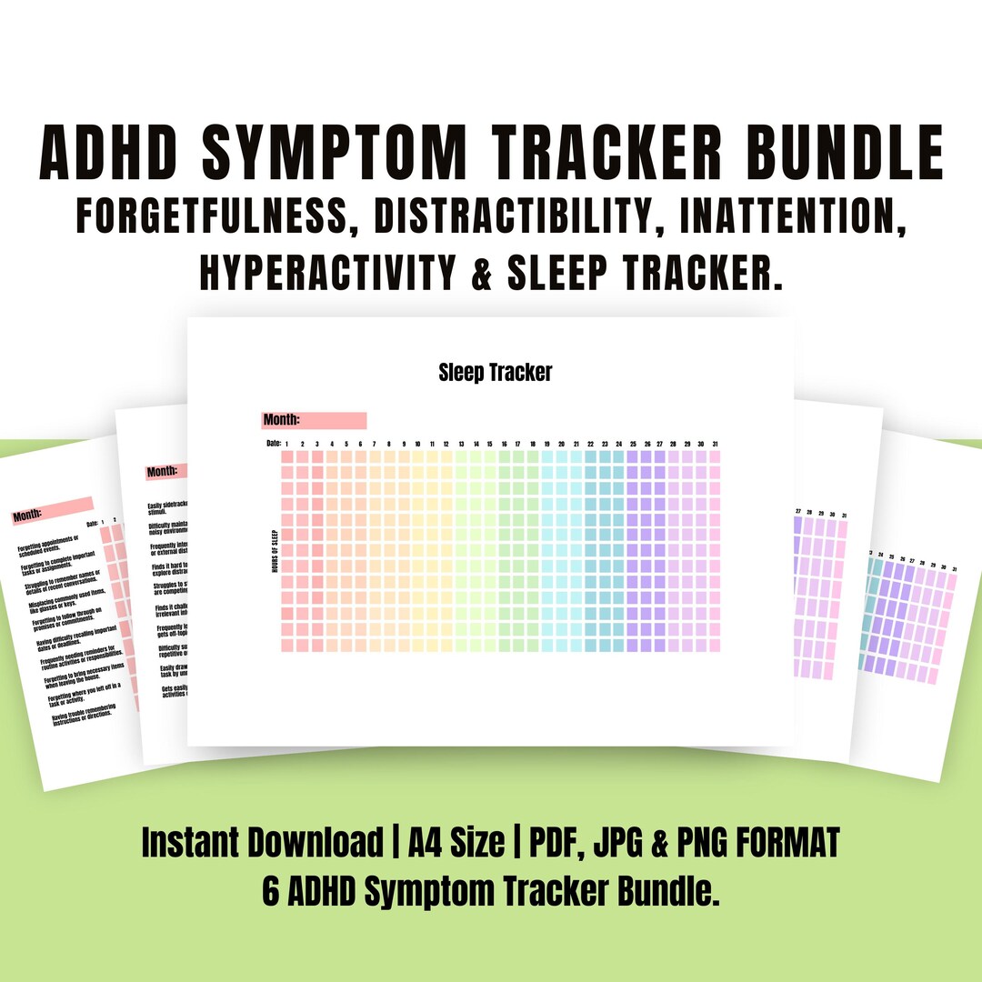 ADHD Symptom Tracker Bundle ADHD Daily Planner, Symptom Journal ...