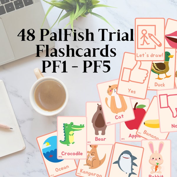 48 PalFish Trial Flashcards. PF1-5 -- Printable ESL props **INSTANT DOWNLOAD**