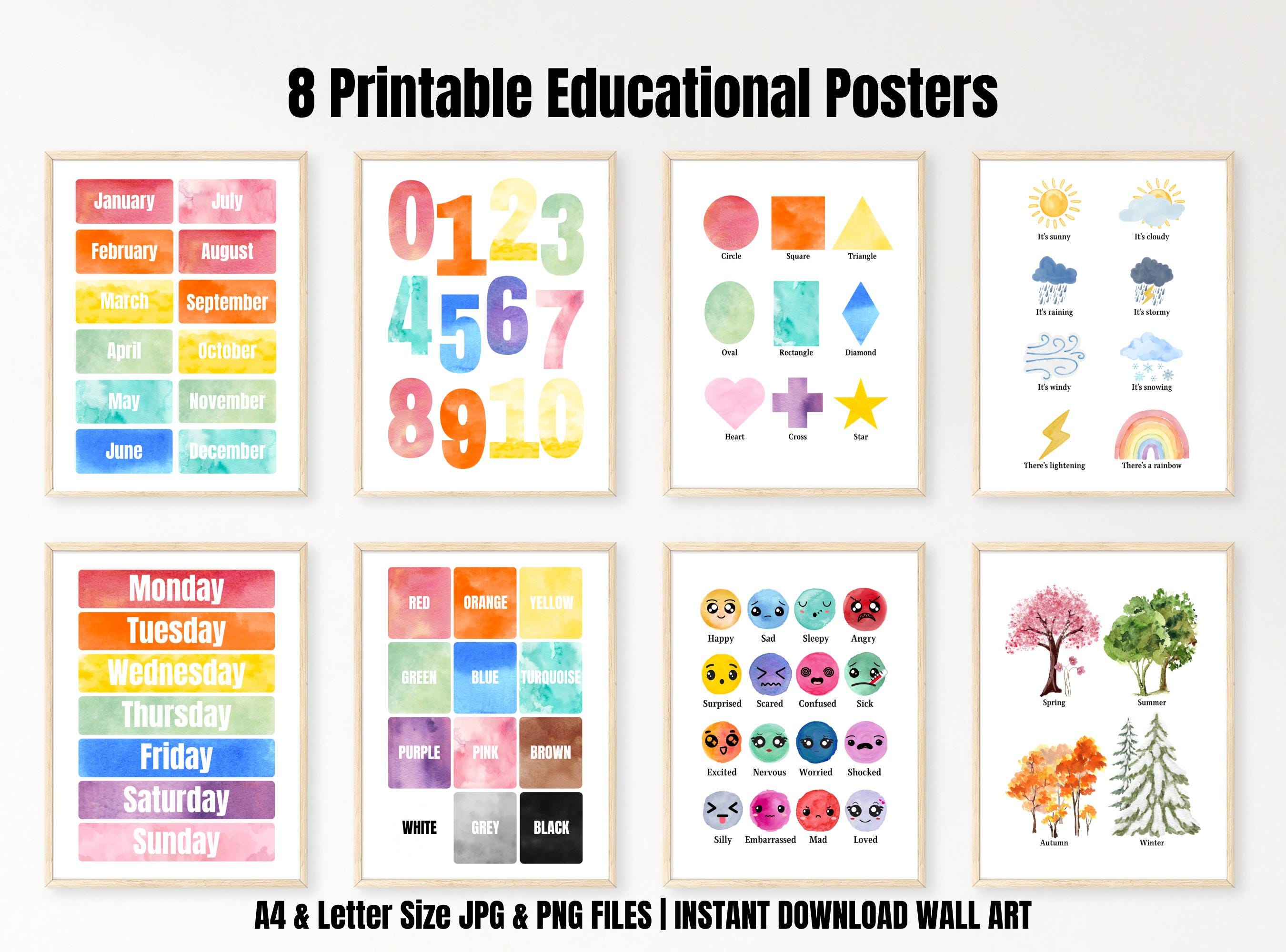 Educational Posters for Kids | 8 Montessori-inspired Printable Wall Art ...