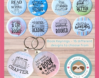 Book Lover Keyring, Book Club Gift, Literary Quote Keychain