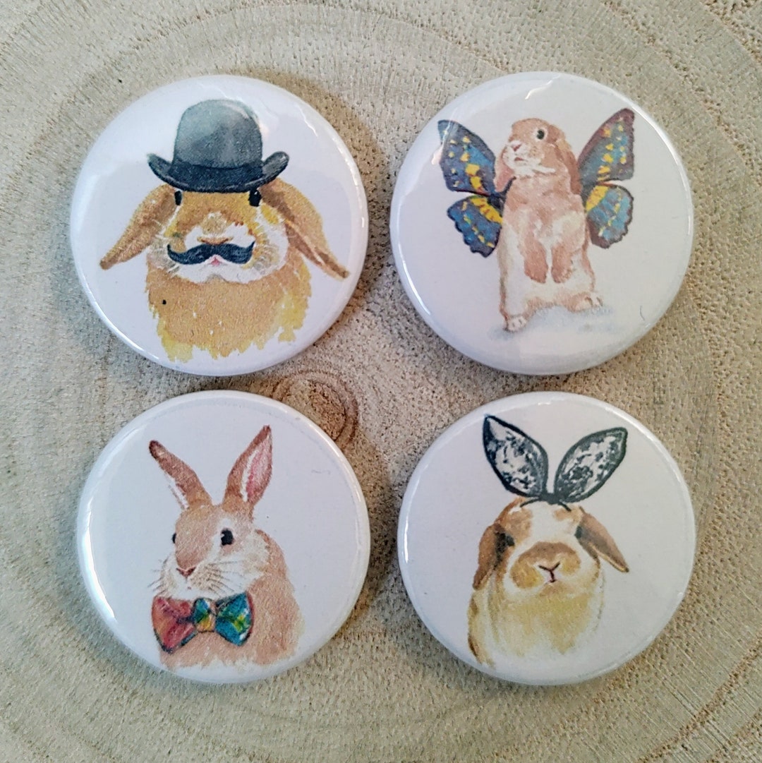 Bunny Badges, Rabbit Badges, Bunny Lover, Bunny Lover Gift, Bunny