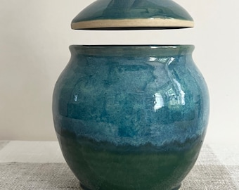 Handmade Glazed Ceramic Jar with Lid