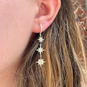 Sterling Silver 925 Layered North Star Earrings