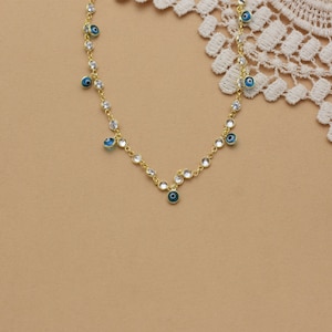 Blue Evil Eye CZ Anklet | Sterling Silver 925 | Lobster Lock