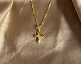 Collier croix délicat, argent sterling 925, pierres CZ