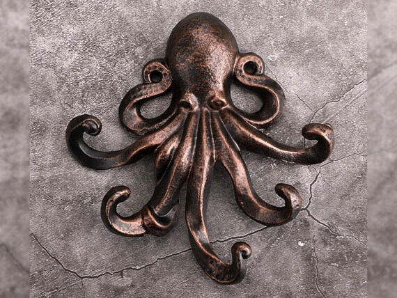 Antique Wall Hooks Bronze Rustic Cast Iron Octopus Vintage Coat Towel Hat  Hanging With Screws 