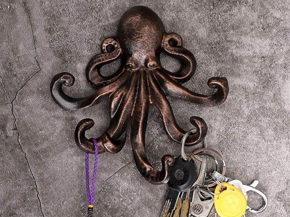 Antique Wall Hooks Bronze Rustic Cast Iron Octopus Vintage Coat
