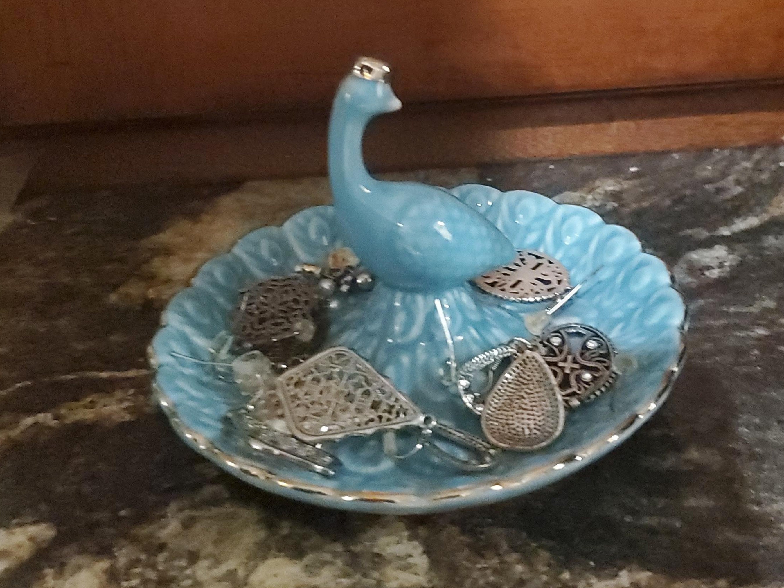Mini Animal Ring Holder Cute Peacock Vintage Jewelry Tray Ring