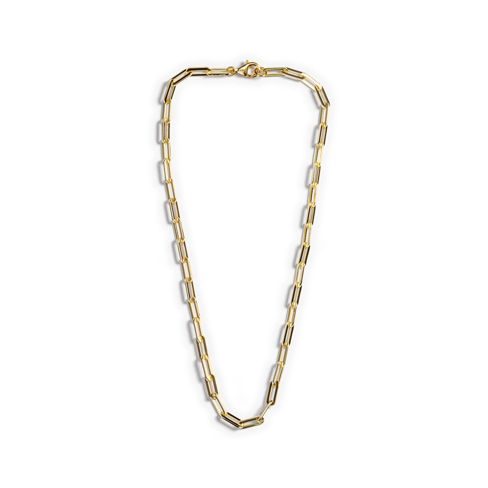Gold Link Chain Necklace Dainty Paperclip Necklace in 14k Gold