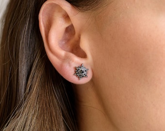 Black Rhodium Plated 925 Sterling Silver Round Black Diamond Ladies Millgrain Stud Earrings Ctw Fingalo 0.15 Carat Black Rhodium Plated 925 Sterling Silver Round Black Diamond Ladies Millgrain Stud Earrings Ctw Fingalo 0.15 Carat