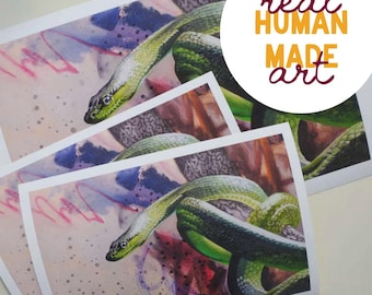 Affiche serpent – Reproduction d'art reptile – Décoration murale nature et animaux – Cadeau de Noël écoresponsable