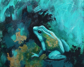 Small Green Frog Original Acrylic Painting